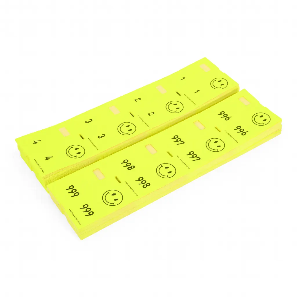 1000 tickets de guardarropa preimpresos, de color amarillo fluorescente