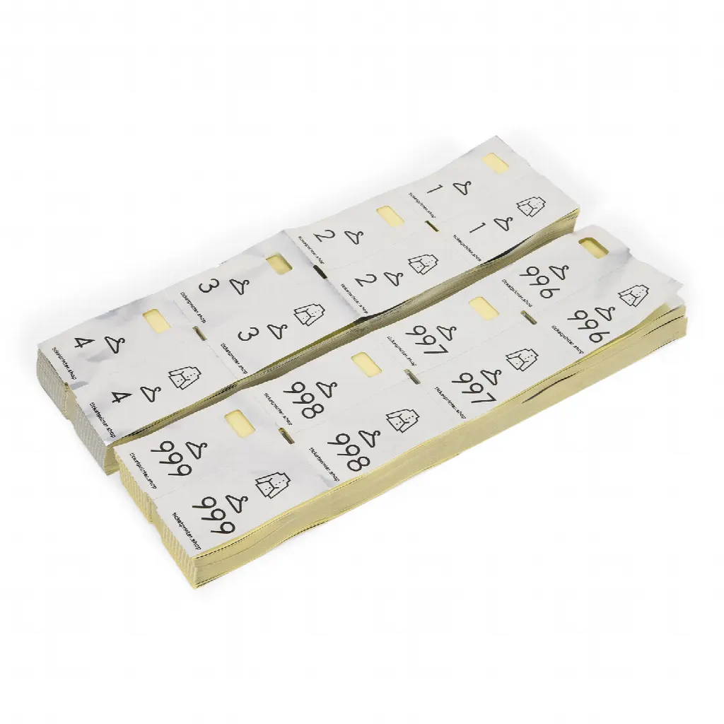 1000 pre-printed cloakroom tickets, mirror silver