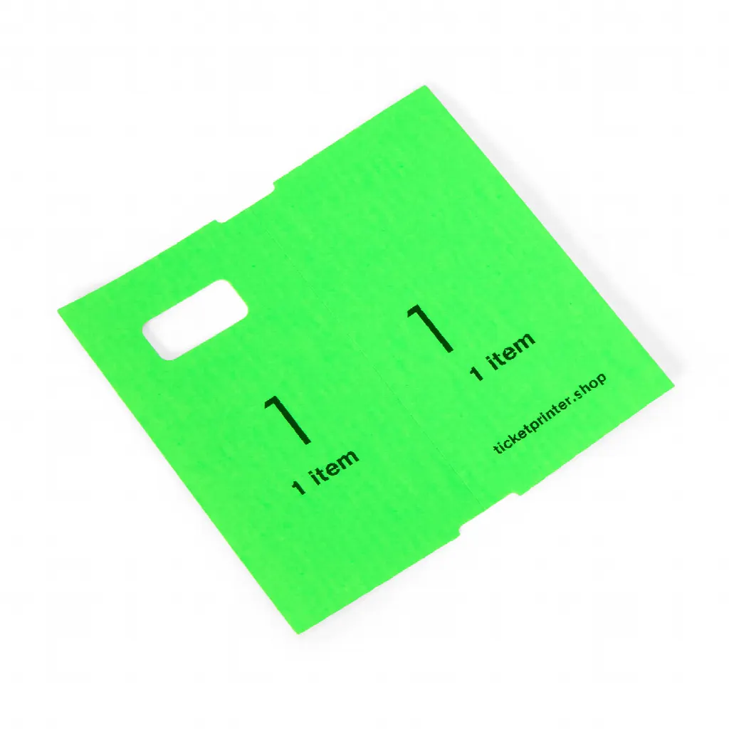 1000 tickets de guardarropa preimpresos, de color verde fluorescente