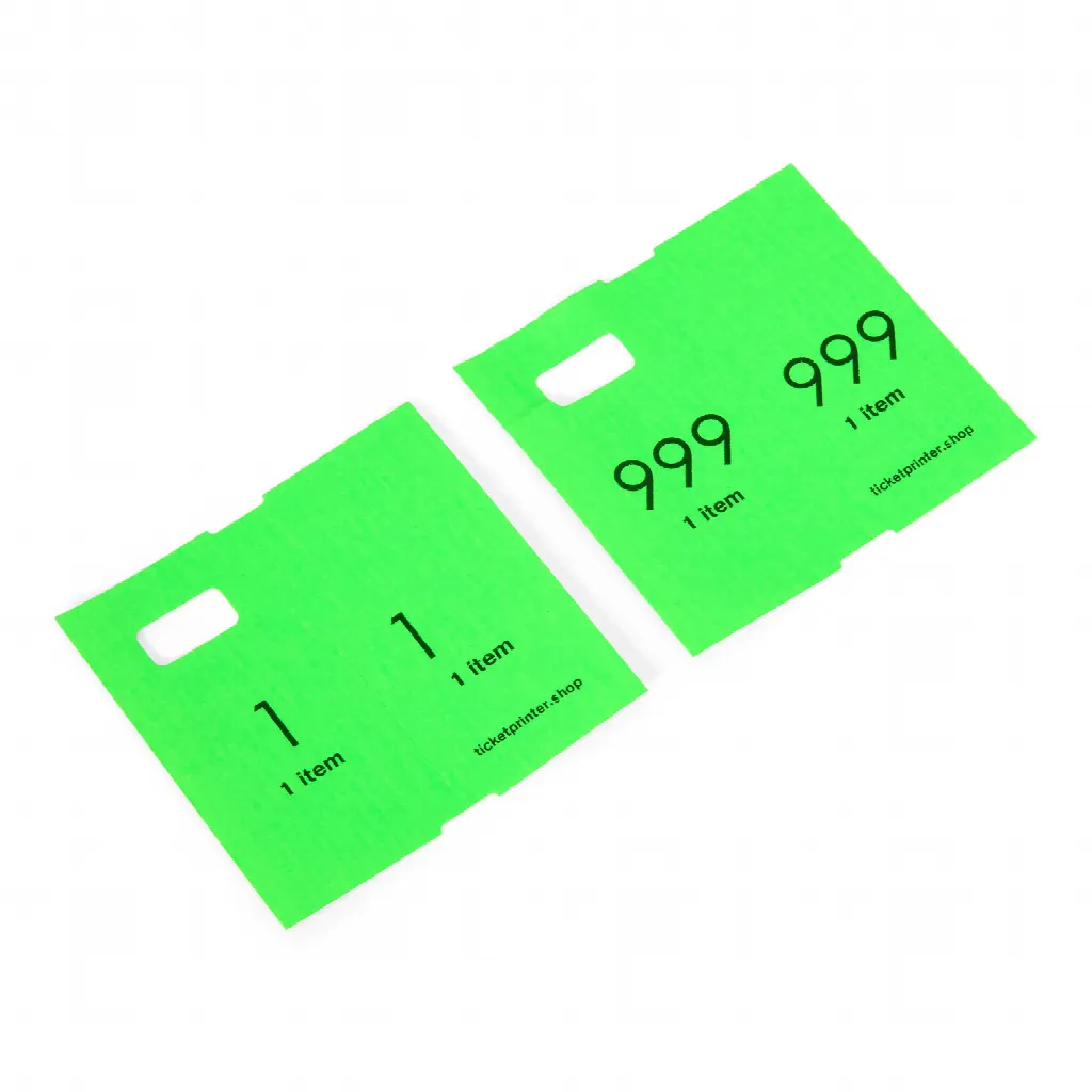 1000 tickets de guardarropa preimpresos, de color verde fluorescente