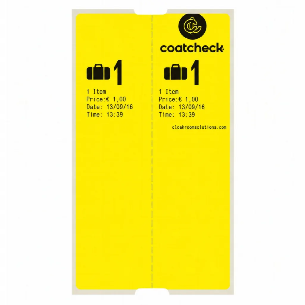 Etiquetas para equipaje CoatCheck, 14×160 tickets, amarillo