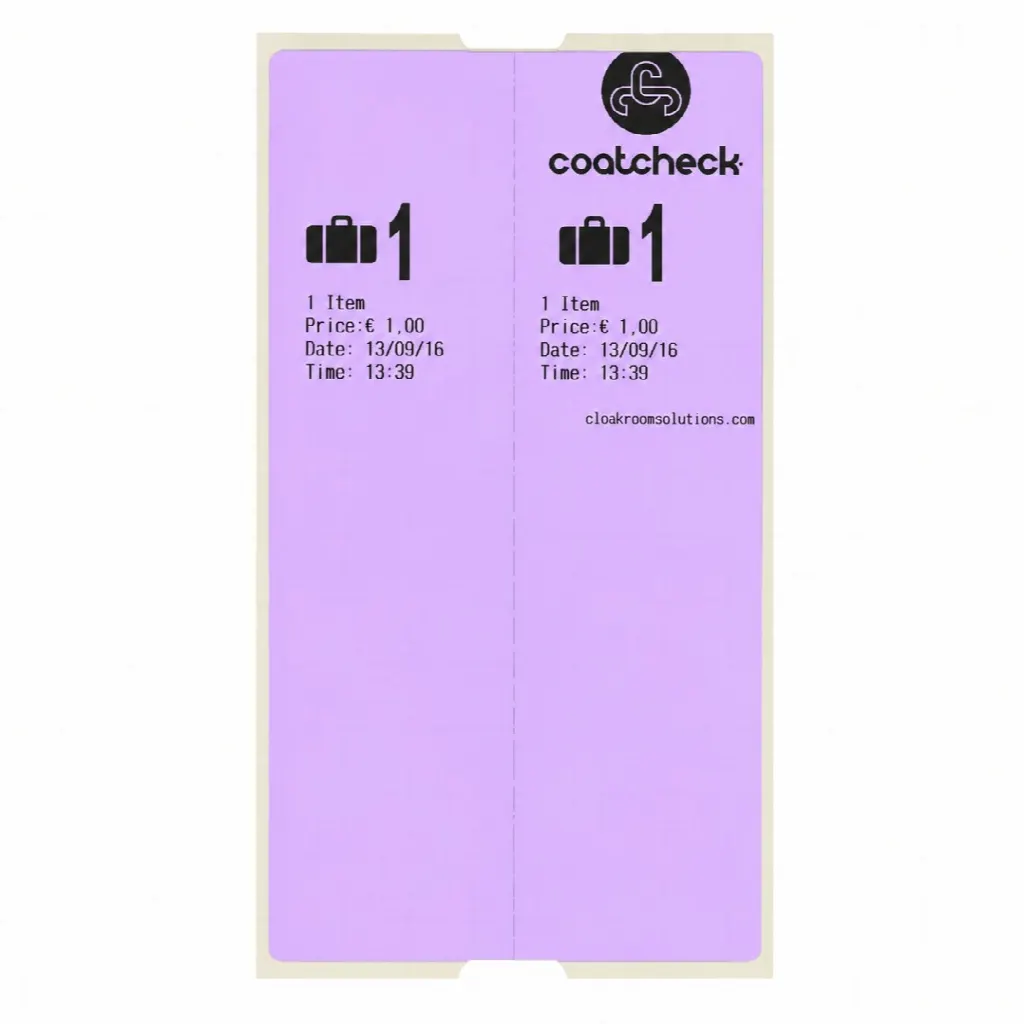 CoatCheck Luggage Labels, 14×160 tickets, purple