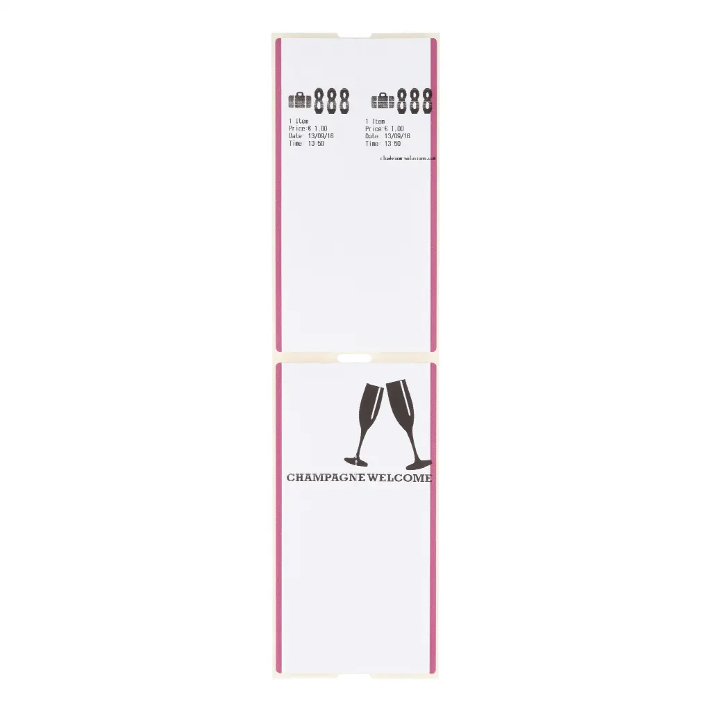 Coatcheck luggage label, 14 x160 tickets, white/purple