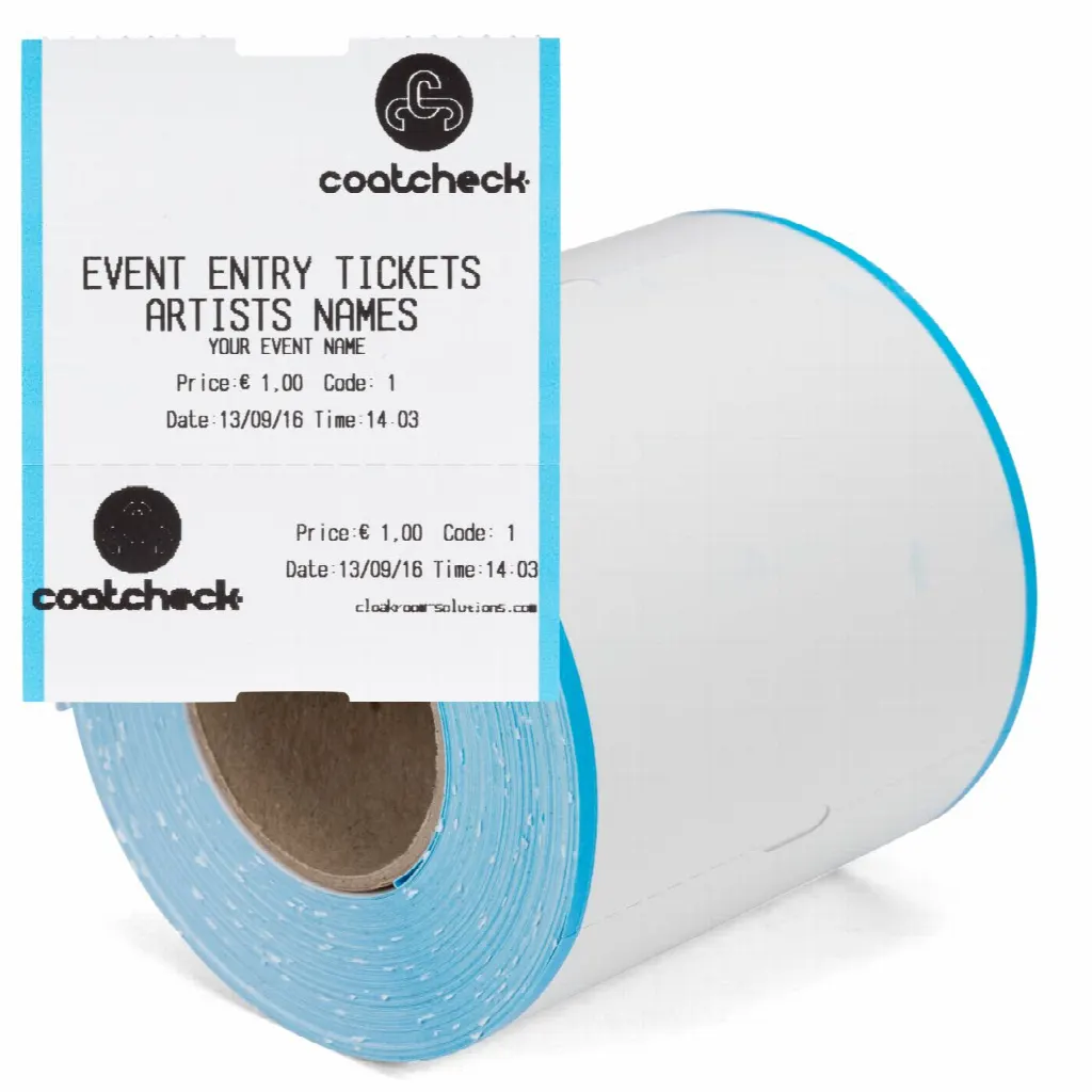 Rollos de entradas CoatCheck con resguardo de control, 14 x 260 entradas, blancas y azules | LMS810