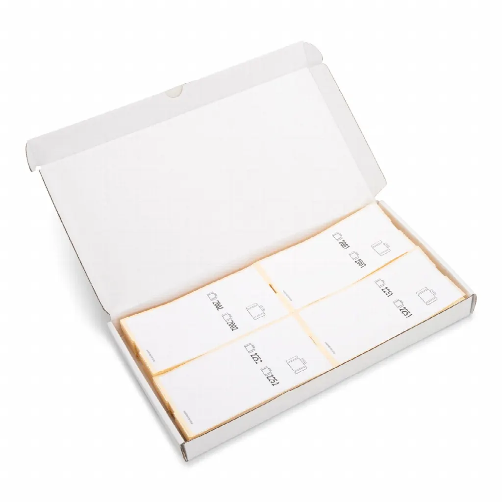 500 self-adhesive luggage tags, pre-printed, series 2001-2500